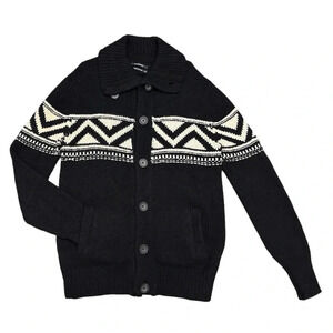Club Monaco Fair Isle Collared Cardigan Sweater Wool Cashmere Button Up